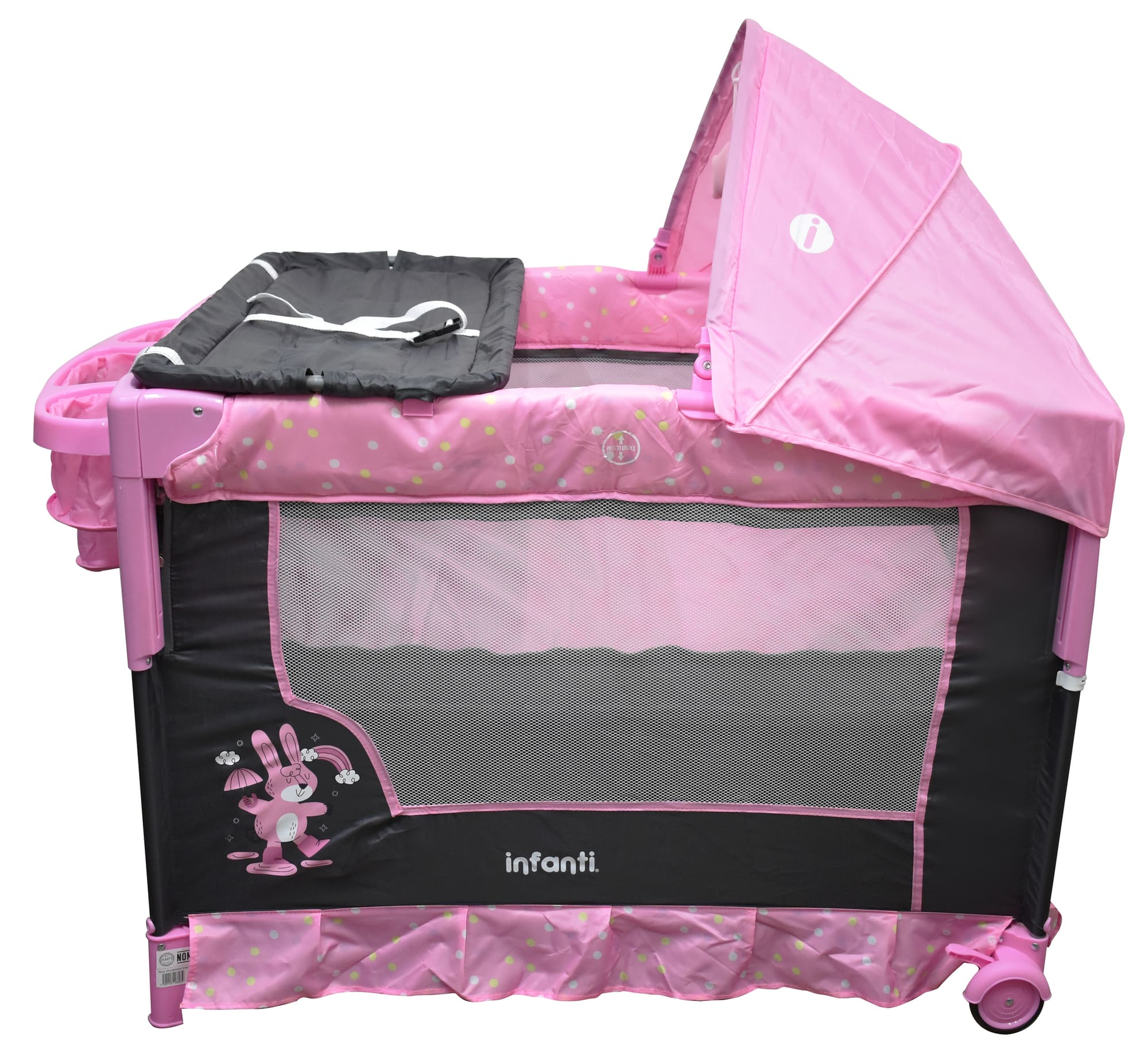 Cuna Corral Para Bebé Infanti Silver Colecho Plegable Rosa