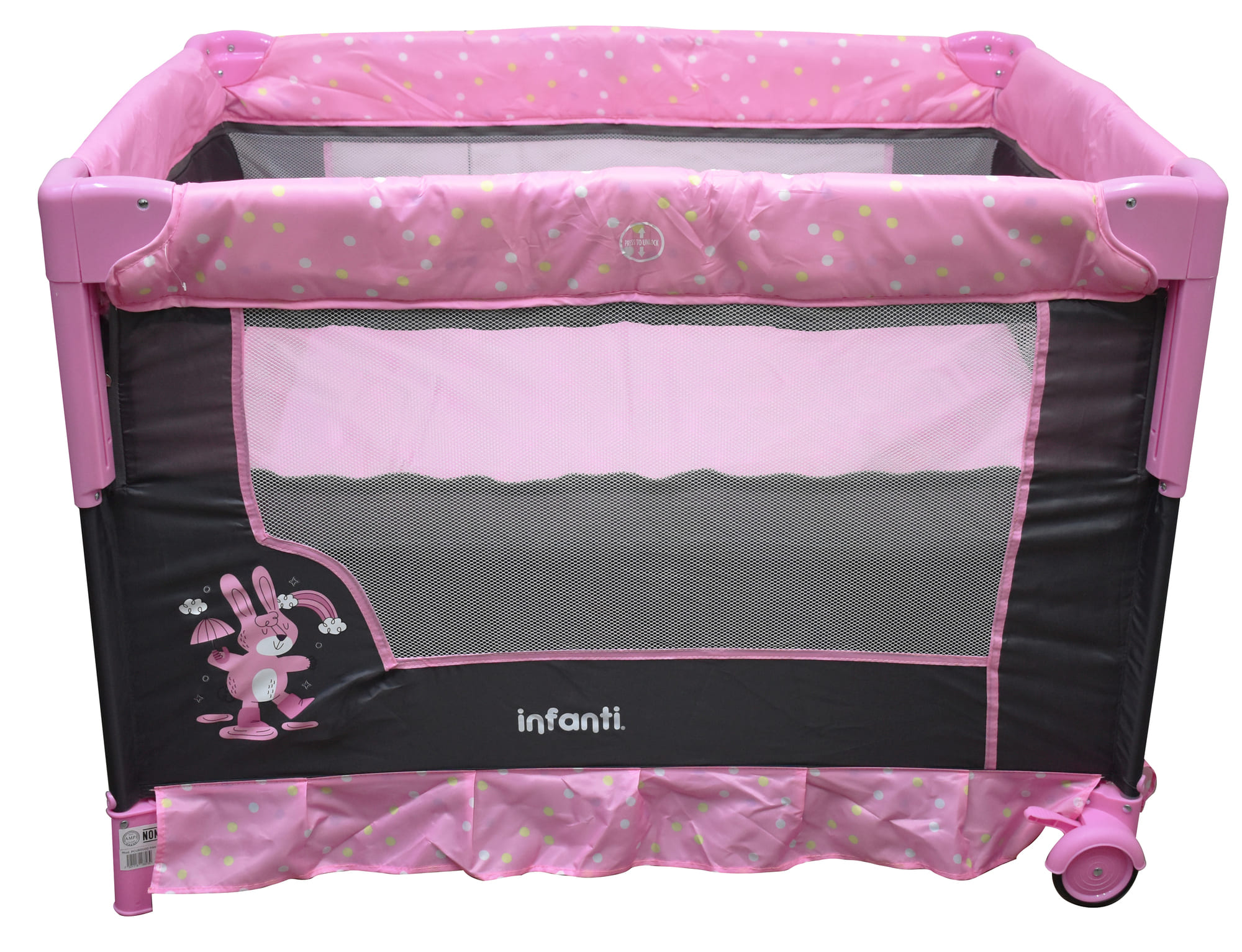 Cuna Corral Para Bebé Infanti Silver Colecho Plegable Rosa