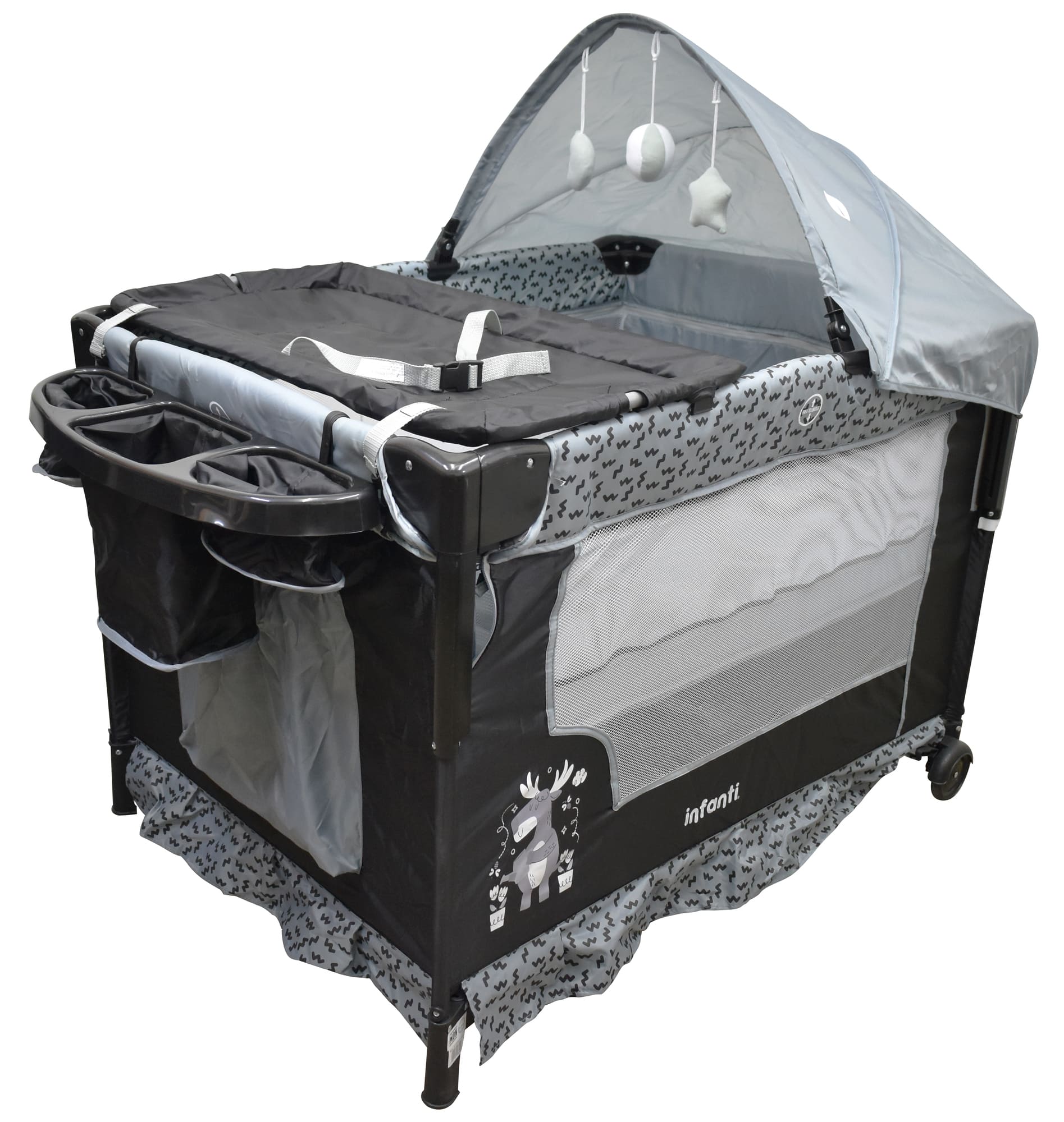 Cuna Corral Para Bebé Infanti Silver Colecho Plegable Negro