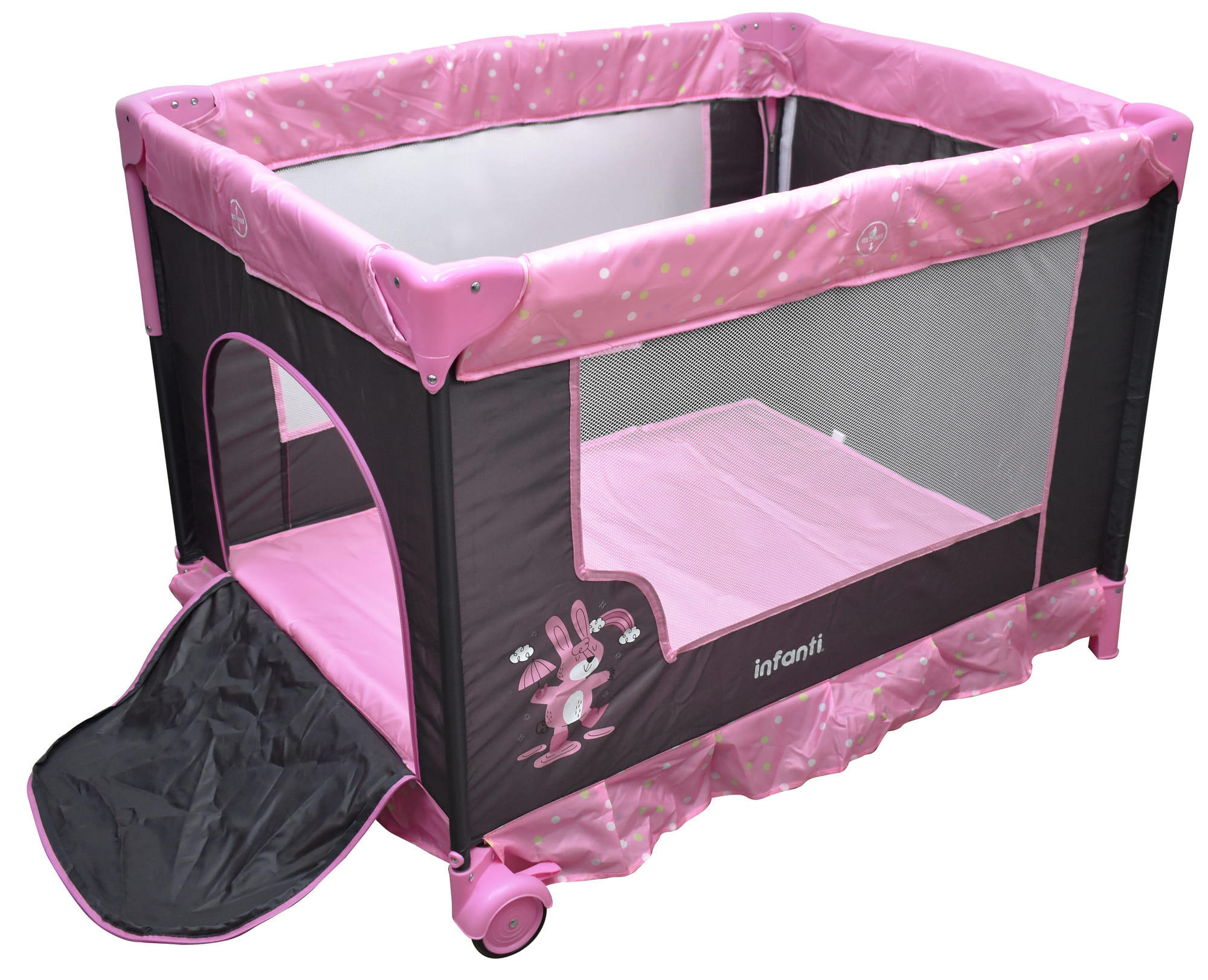 Cuna Corral Para Bebé Infanti Silver Colecho Plegable Rosa