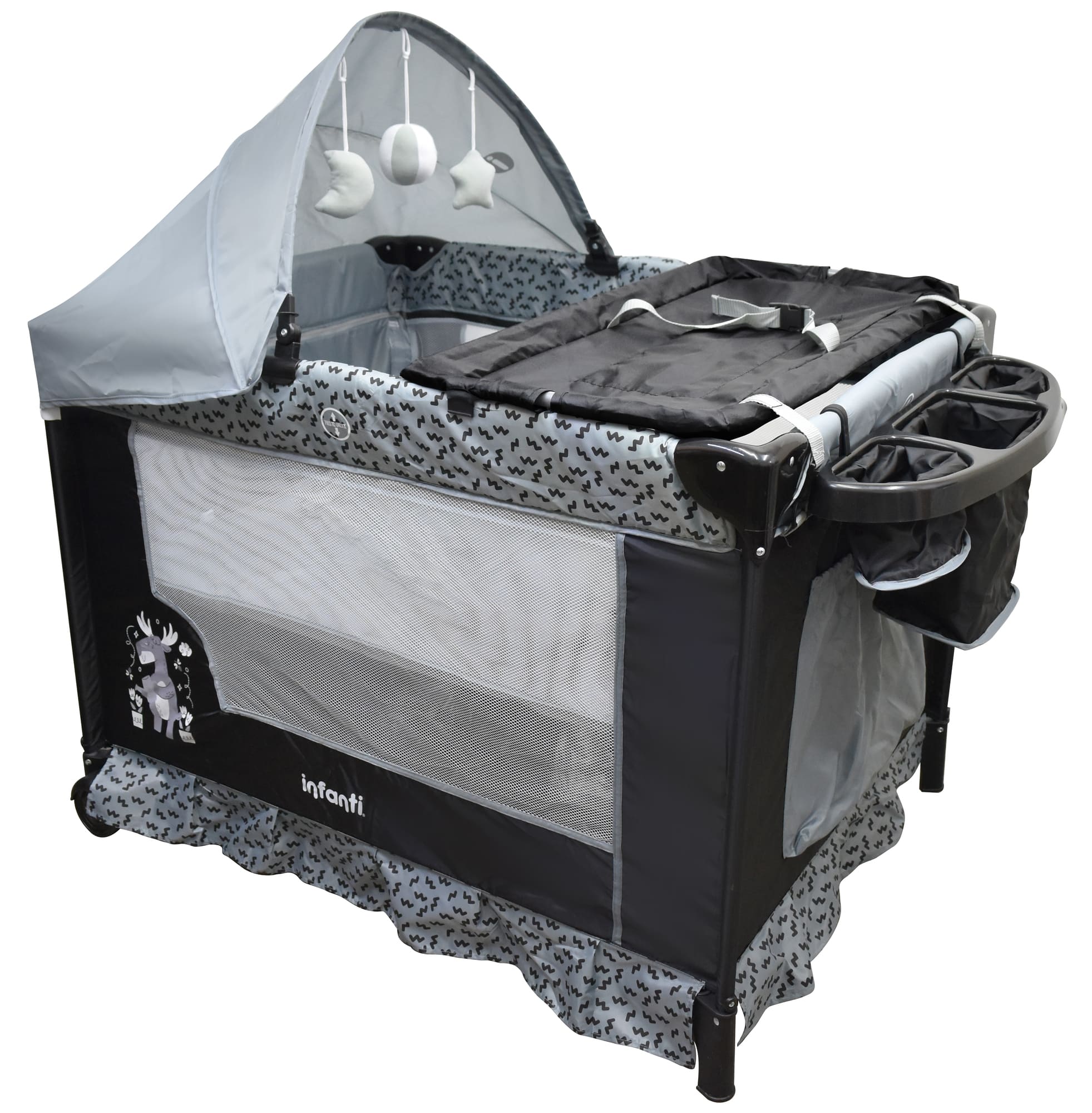 Cuna Corral Para Bebé Infanti Silver Colecho Plegable Negro