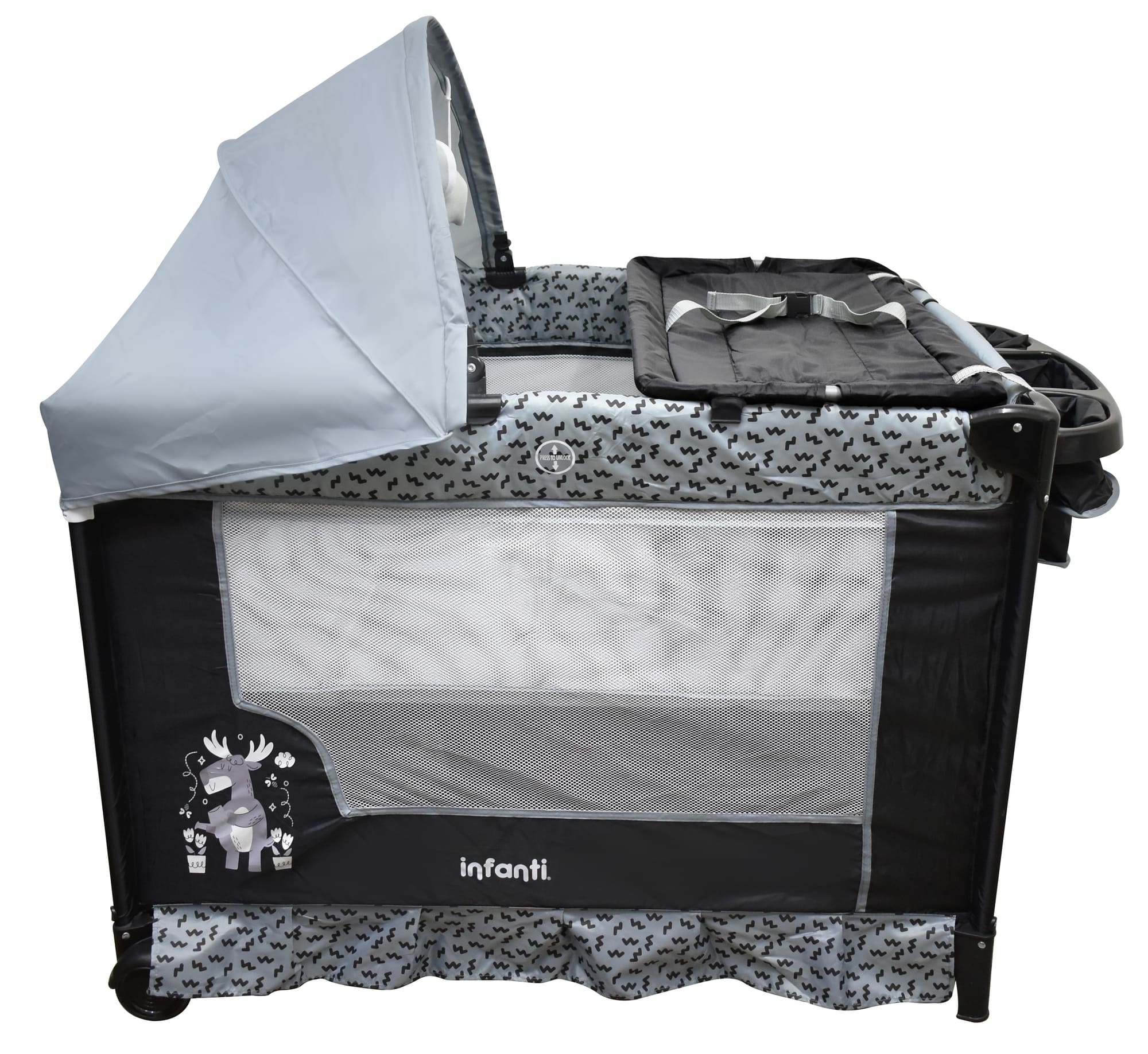 Cuna Corral Para Bebé Infanti Silver Colecho Plegable Negro
