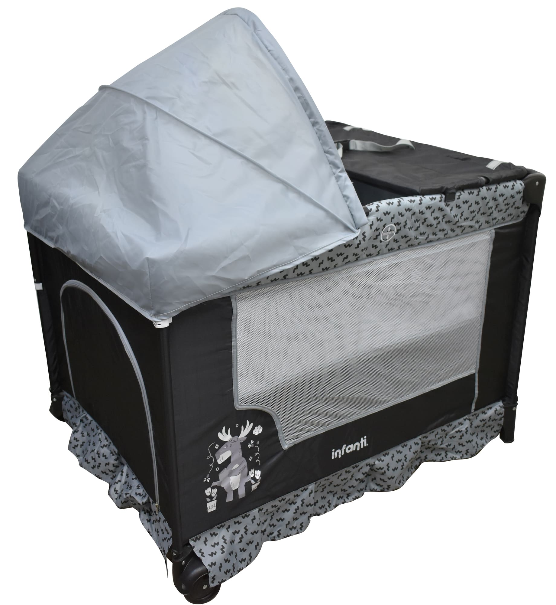 Cuna Corral Para Bebé Infanti Silver Colecho Plegable Negro