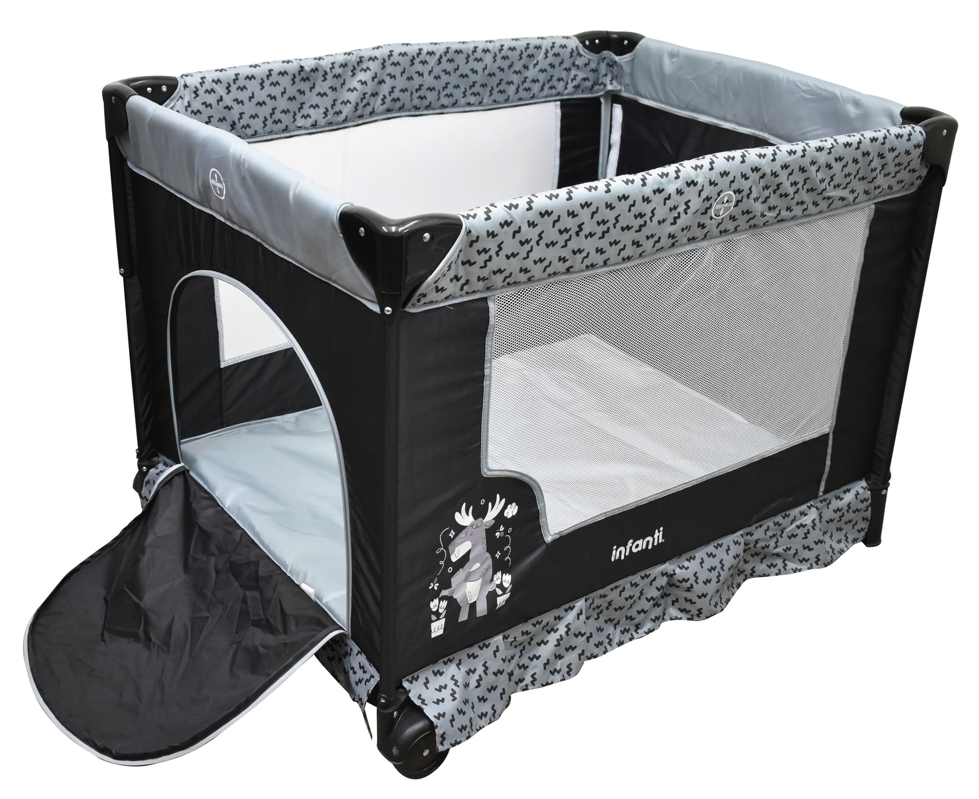 Cuna Corral Para Bebé Infanti Silver Colecho Plegable Negro
