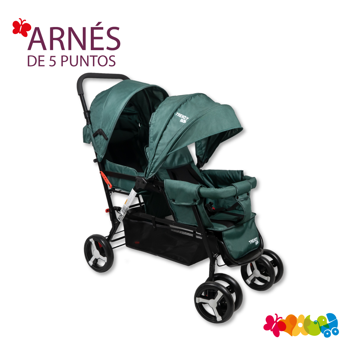 Carriola Para Bebé Doble Trendy Kids Twiny Reclinable Turquesa