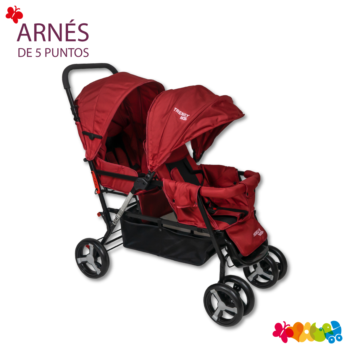 Carriola Para Bebé Doble Trendy Kids Twiny Reclinable Rojo