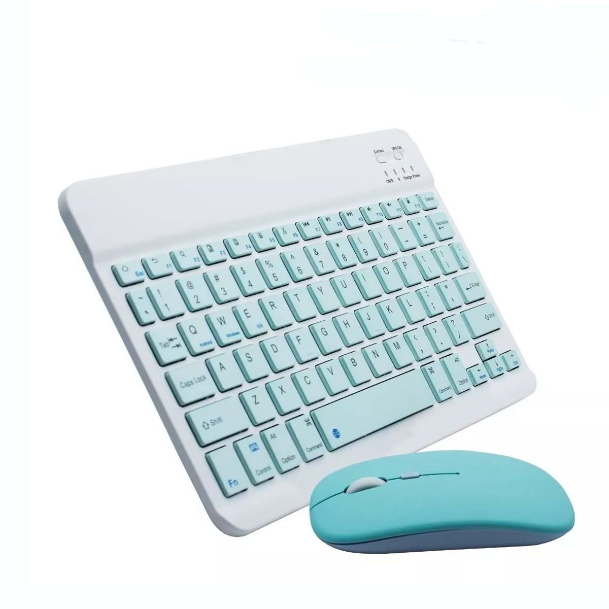 Kit Inalámbrico Mini teclado y Mouse Recargables BluetoothTecla Ñ  Bt8022 Azul 