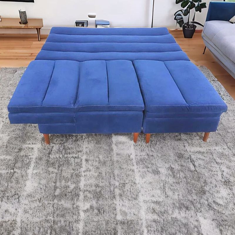Sala Esquinera Terciopelo Azul Sofá cama Sillón Taburete Baúl Boston