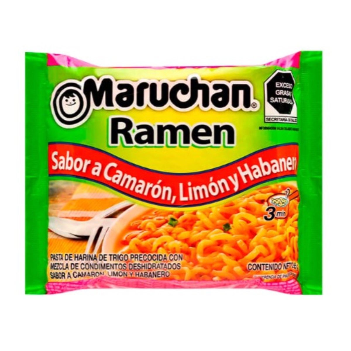 Sopa instantánea Maruchan ramen sabor camarón limón y habanero, 24 Piezas 85 g, c/u