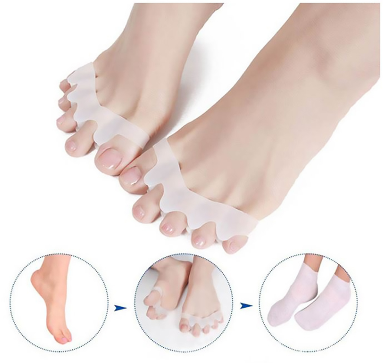 MADIOLA - Separador de Dedos del Pie, Espaciadores de Dedos, Corrector de Juanetes, Enderezador, Alivia el Juanete, Dedos Superpuestos, Dedos en Garra, Dedos de Martillo - Un Par-ROSA