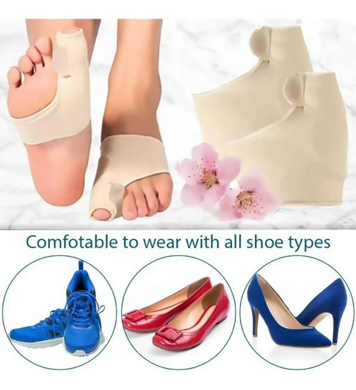 MADIOLA Almohadilla de Gel Protector de Juanetes Mangas Corrector Juanete Hallux Valgus Separador de Dedos de Pie + Liga ejercitadora. Alivia Dolor de Pies en Hombres y Mujeres Uso Dia o Noche 3 Pzas