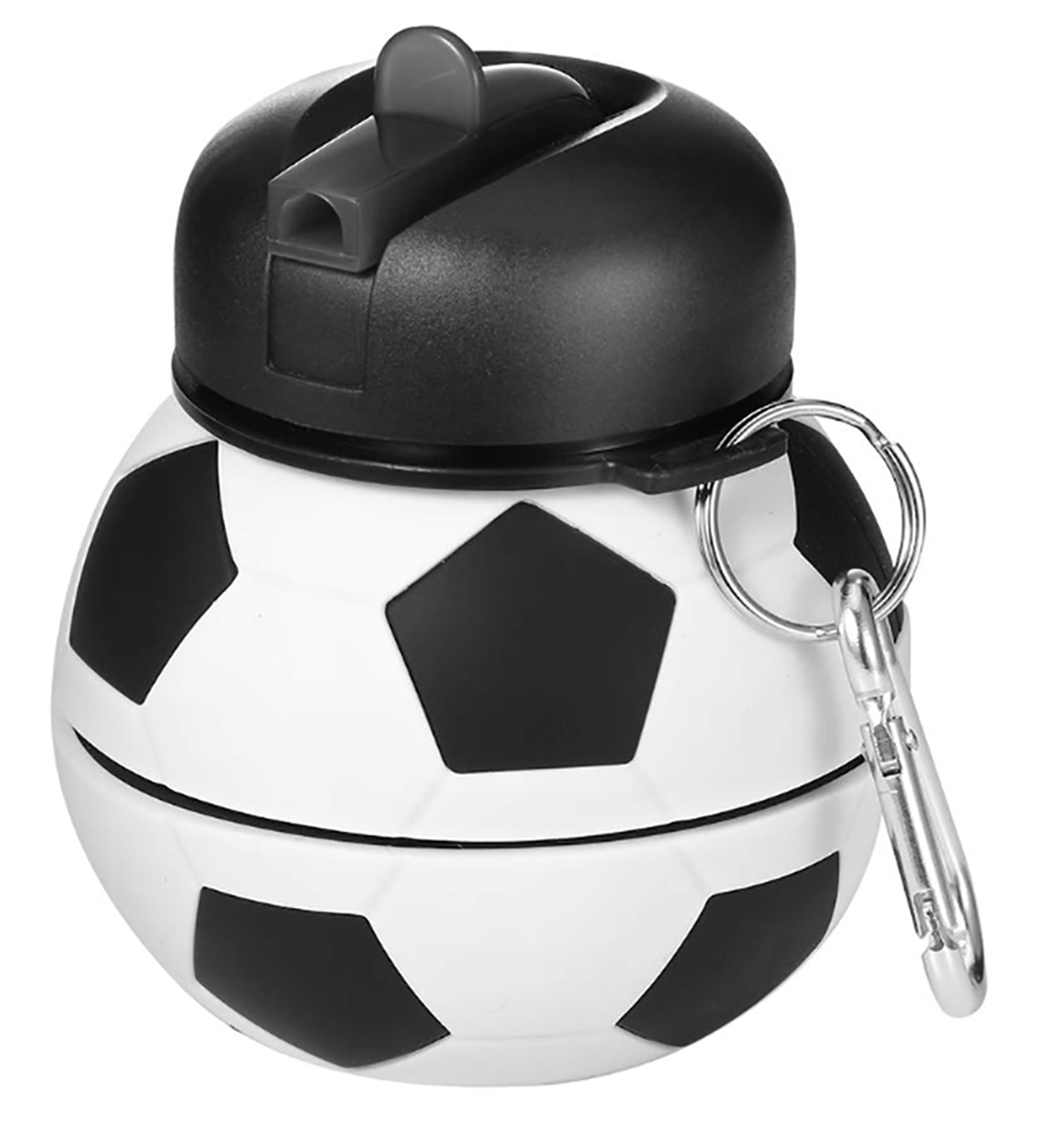 MADIOLA Botella de Agua Deportiva en forma de balón de Futbol Soccer. Botella plegable para Viaje. Termo para niños