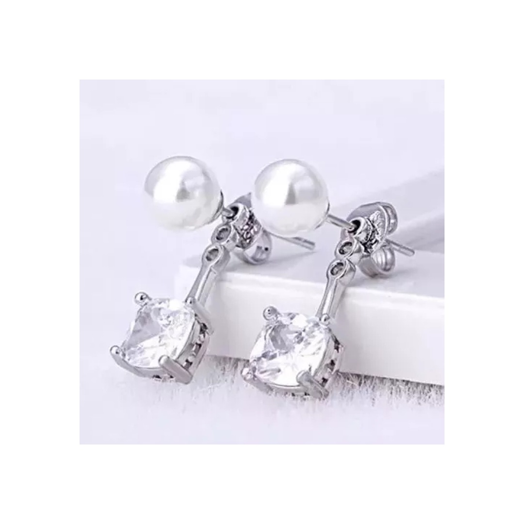 Aretes De Plata .925 Zirconia Perla De Mallorca Joyeria Dama