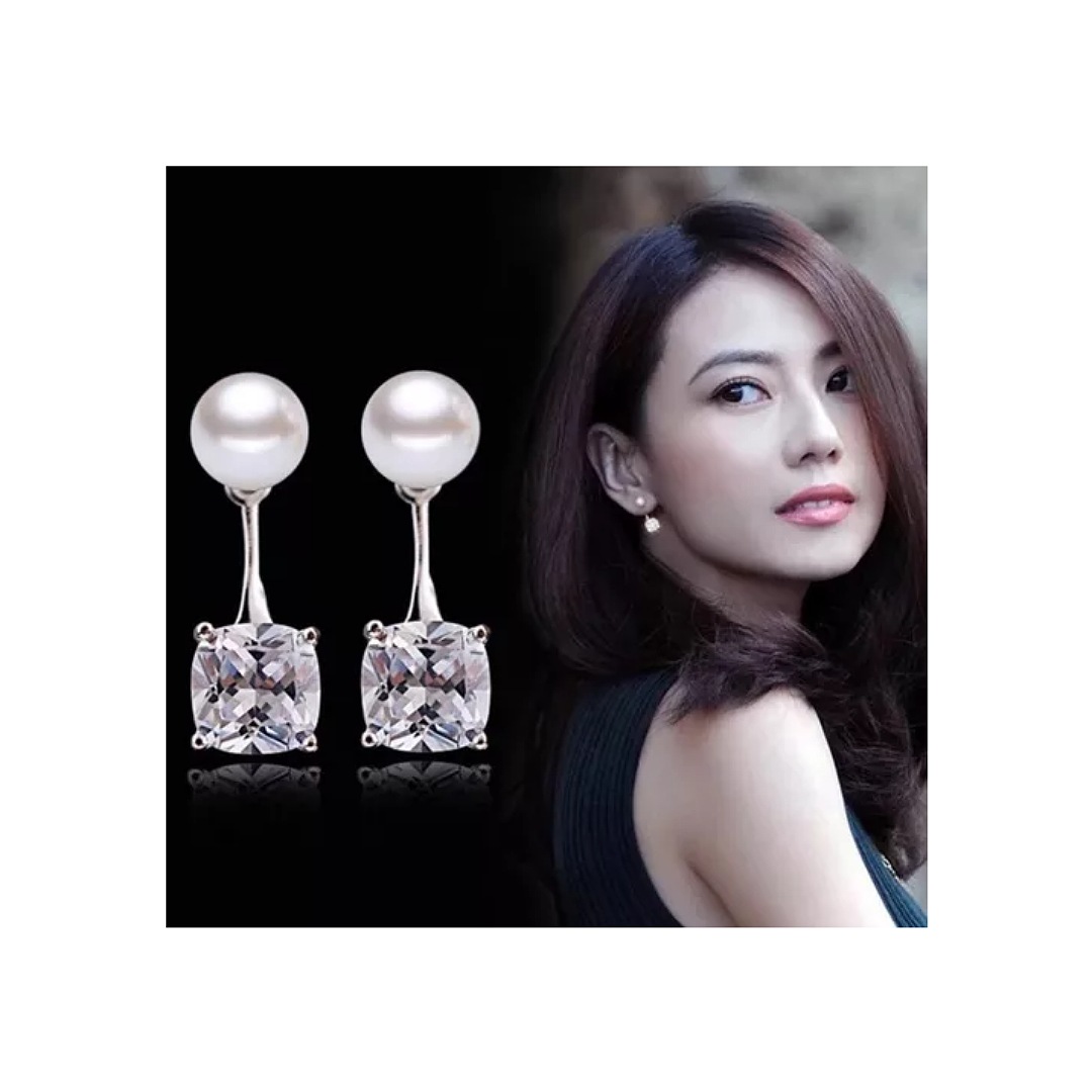 Aretes De Plata .925 Zirconia Perla De Mallorca Joyeria Dama
