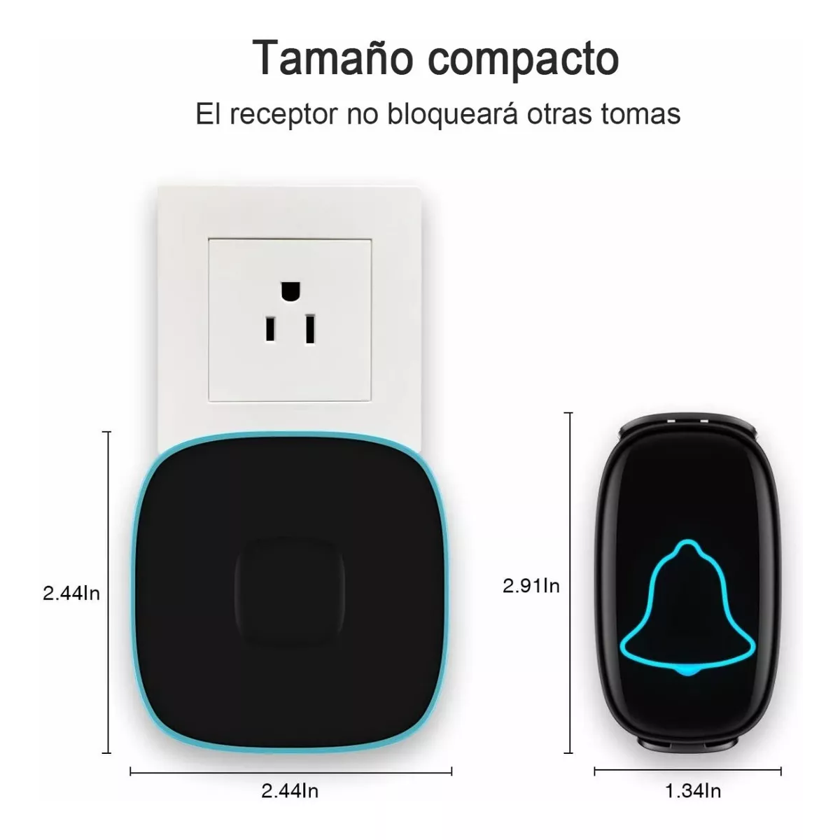 Timbre Inalámbrico Impermeable Con 1 Transmiso 2 Receptores