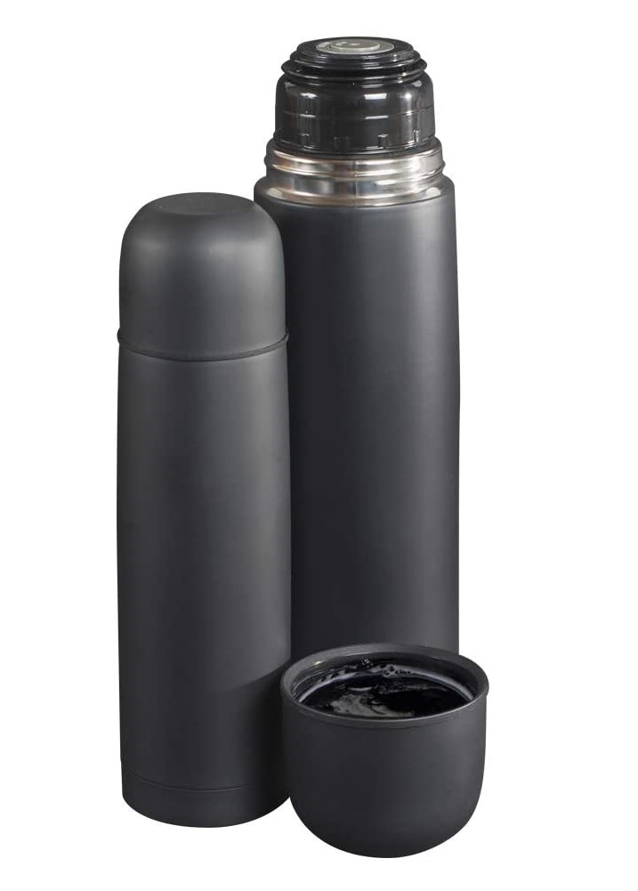 Termo Negro Mate 1L Doble Pared Acero Inoxidable Térmico