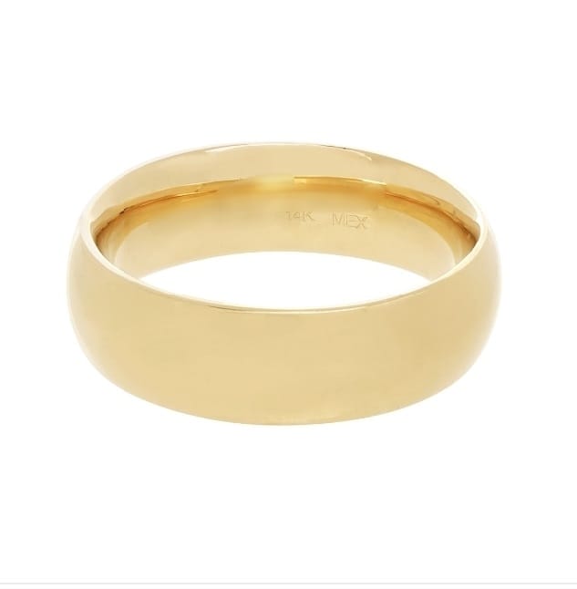 Fina Argolla Oro 14k Confort 6mm acabado Espejo ARL14