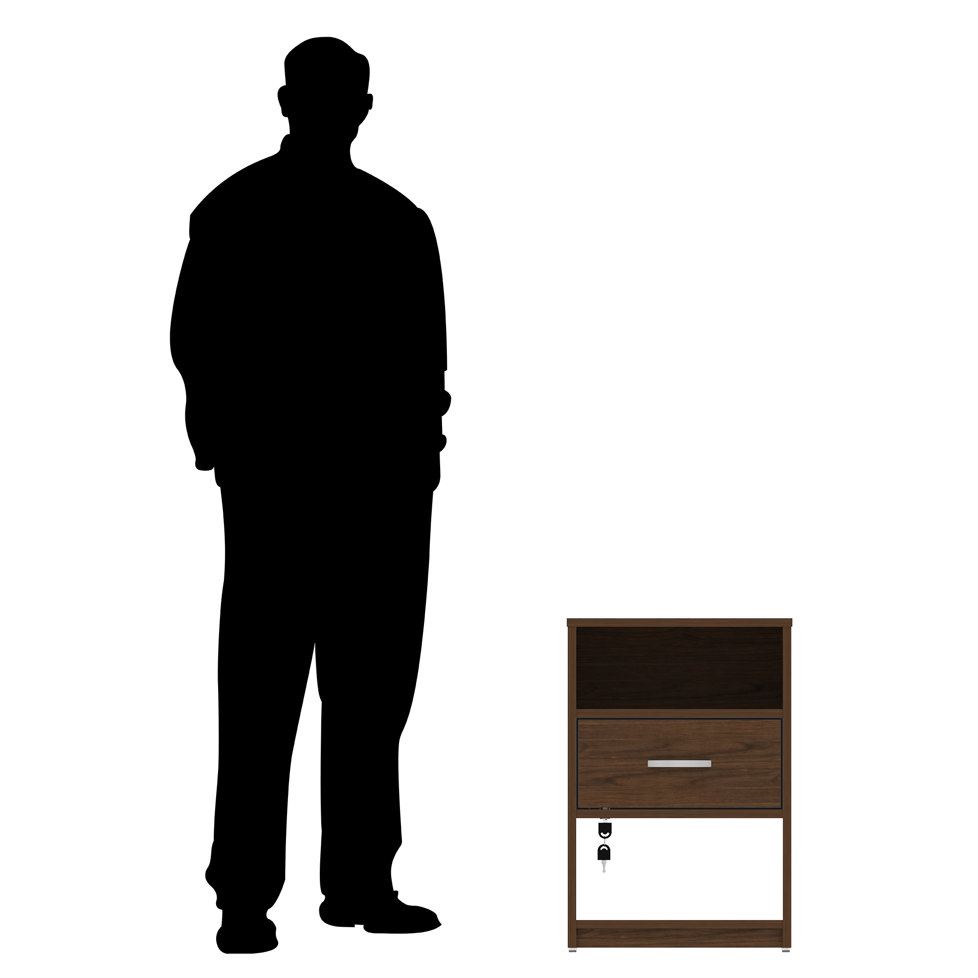 Buró Con Llave 1 Cajón Playcon Color Nogal Texturizado