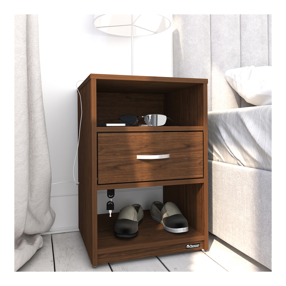 Buró Con Llave 1 Cajón Playcon Color Nogal Texturizado