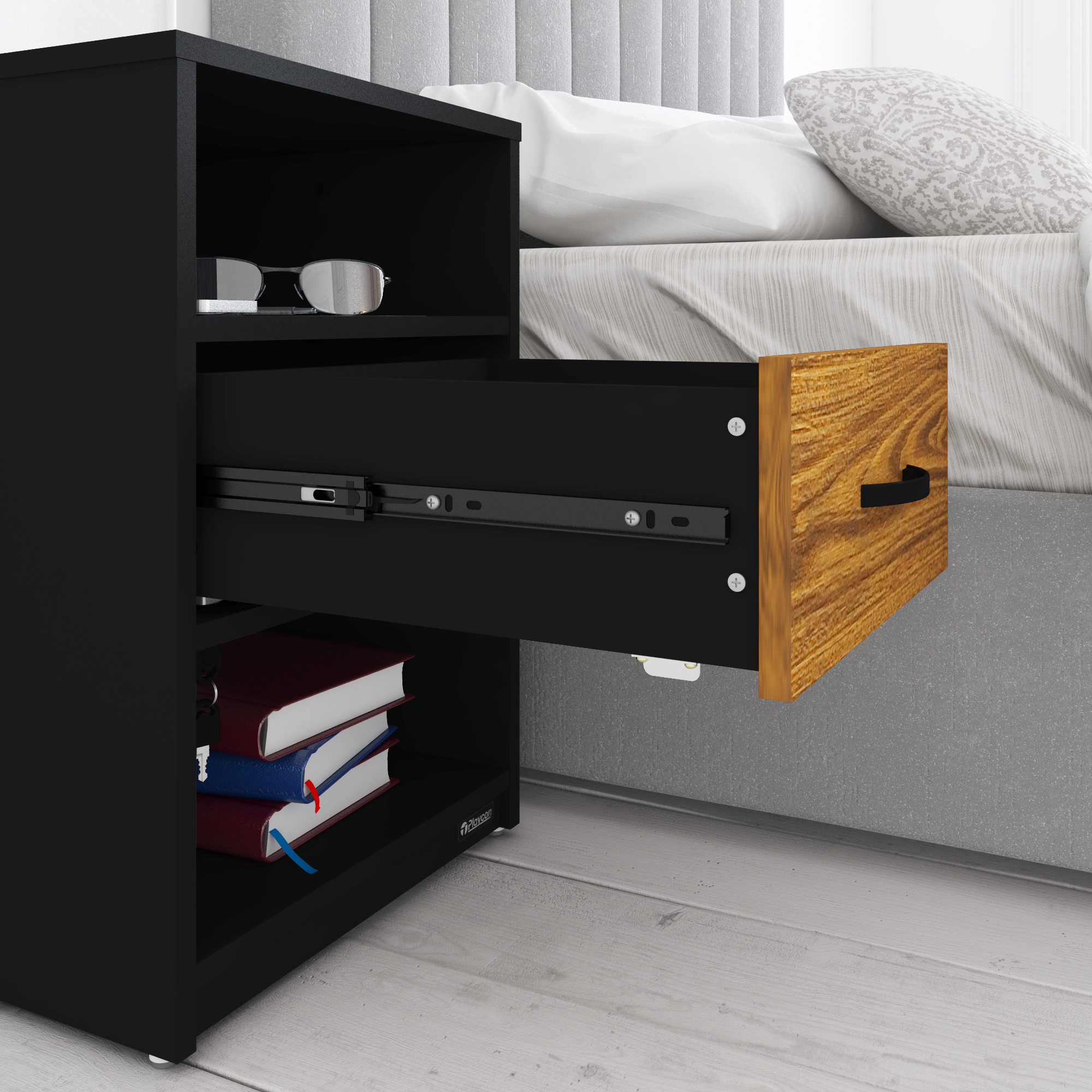 Buró Con Llave 1 Cajón Playcon Color Negro Tzalam