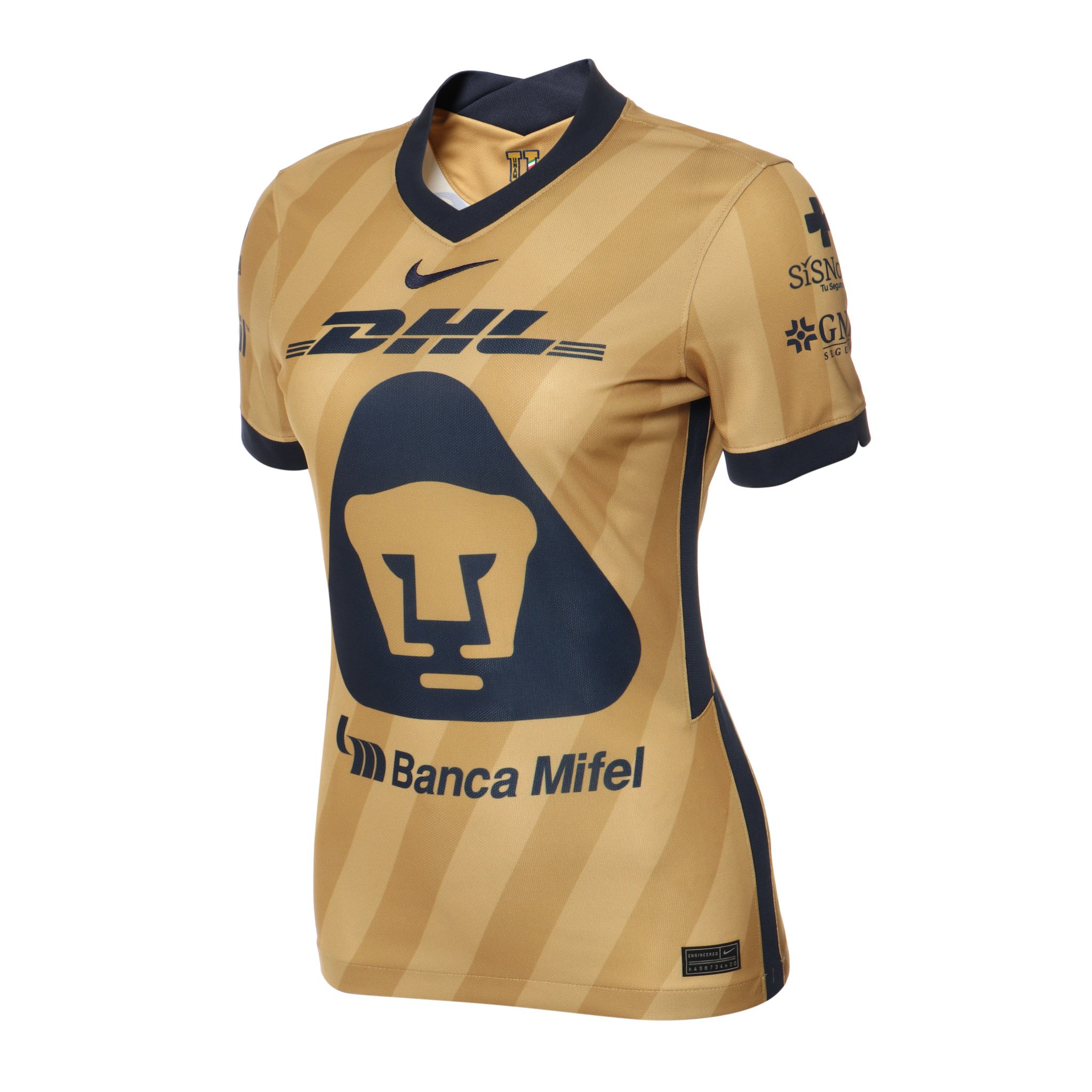 Jersey Nike de Los Pumas de UNAM Para Dama Alternativo Oro