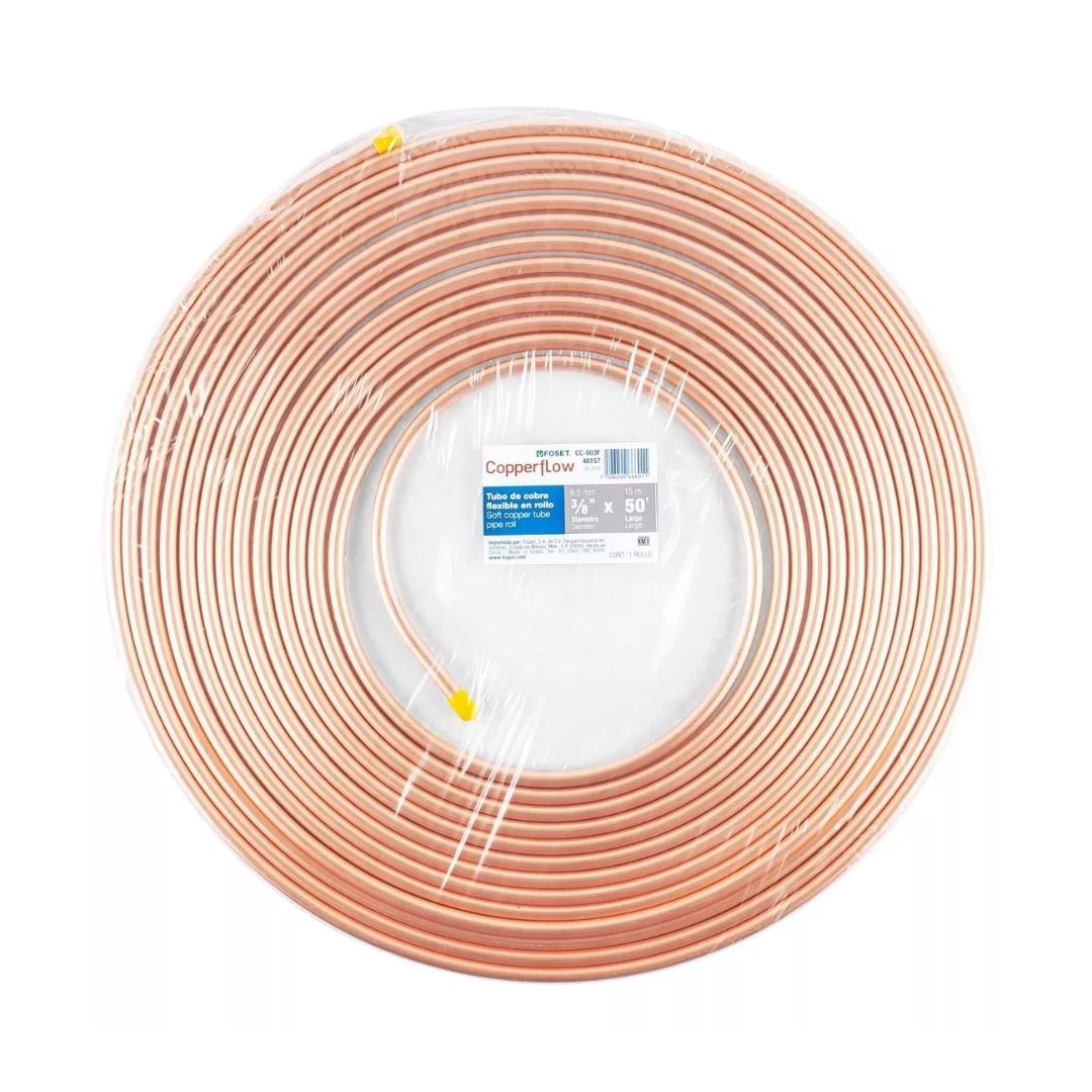 Rollo De 15 Mt De Tubo Flexible De Cobre De 3/8'