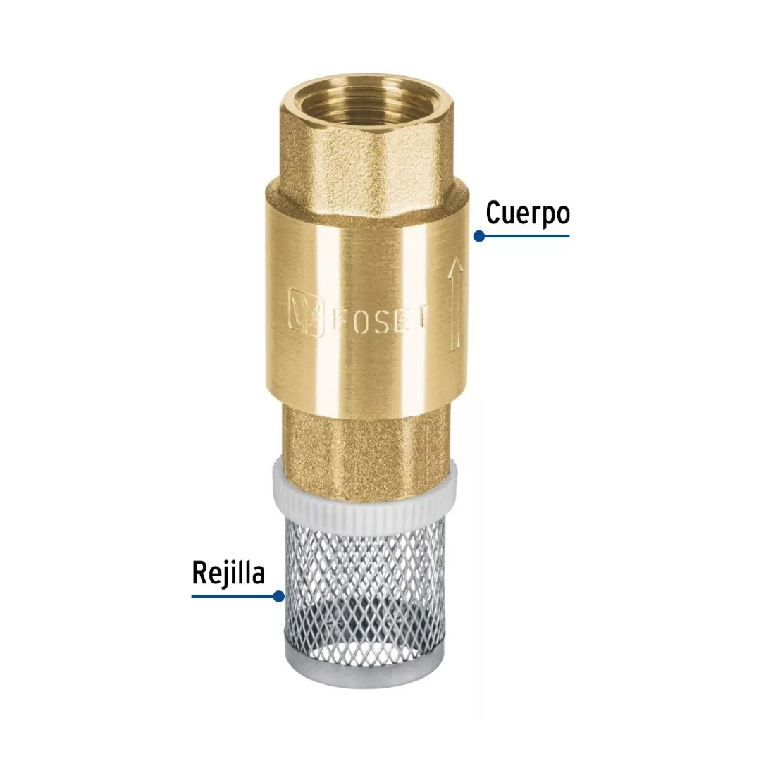 Pichancha Tipo Check De Latón Con Rejilla Inoxidable 1/2 Pul