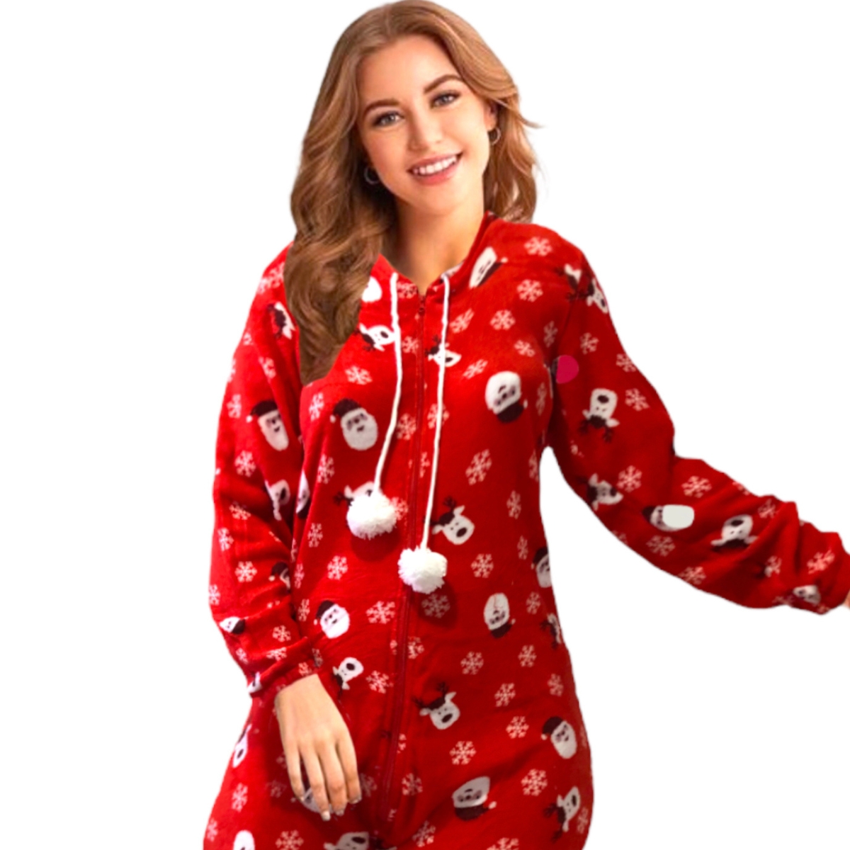 Pijama Mameluco Kigurumi Cálido Con Diseño Invernal Y Tela Polar