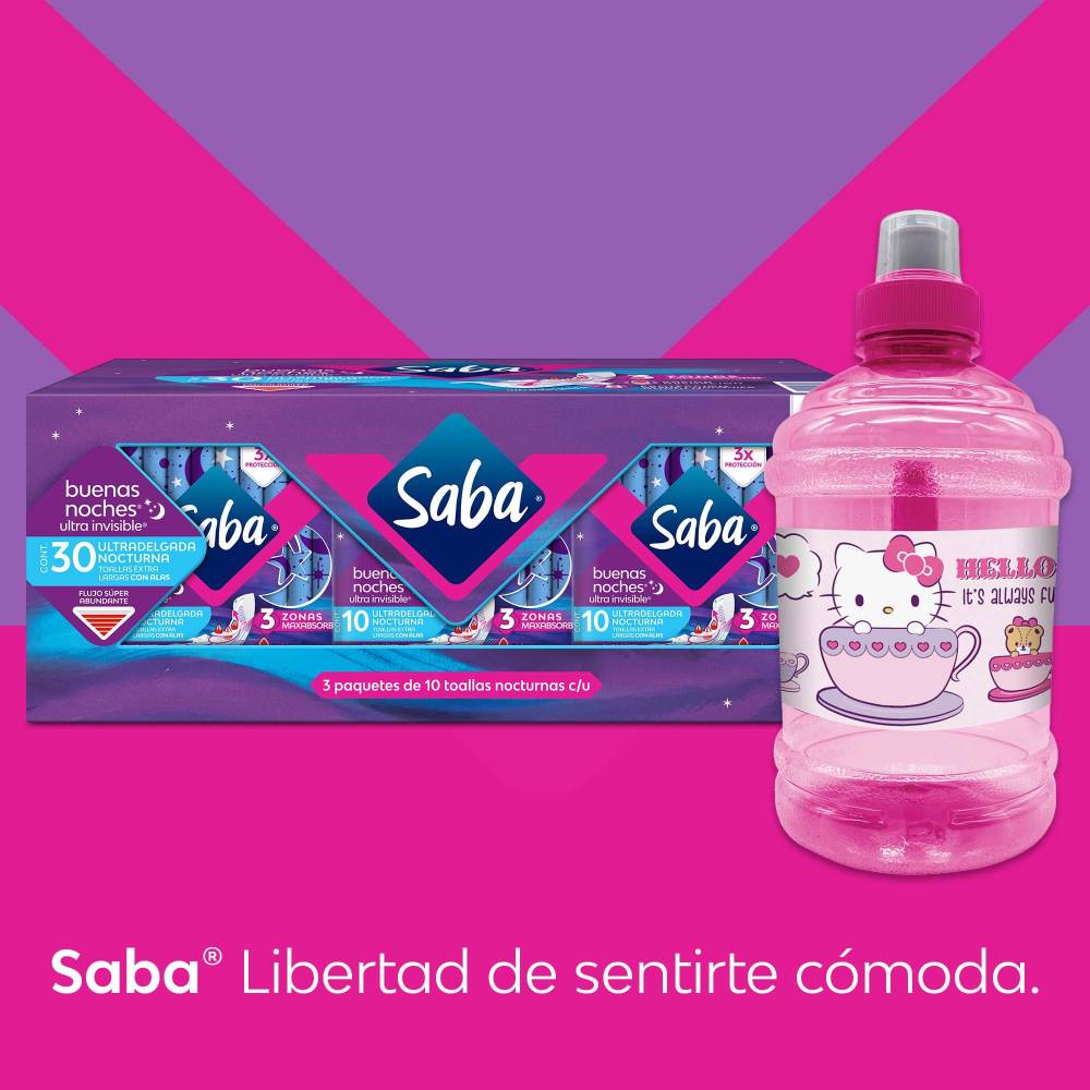 Toallas Femeninas Saba Ultra Invisible 30 Piezas + 1 Galoncito