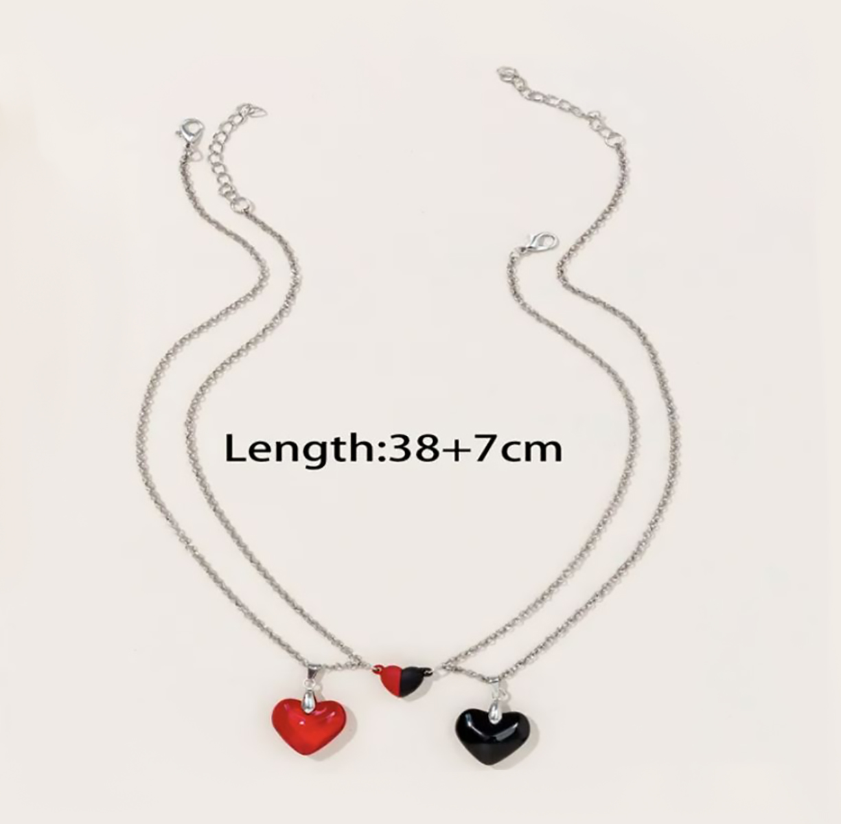 Collares para Parejas con Colgante de Corazon, Collar con iman Collar Magnetico Amor y Amistad - Blanco/Negro