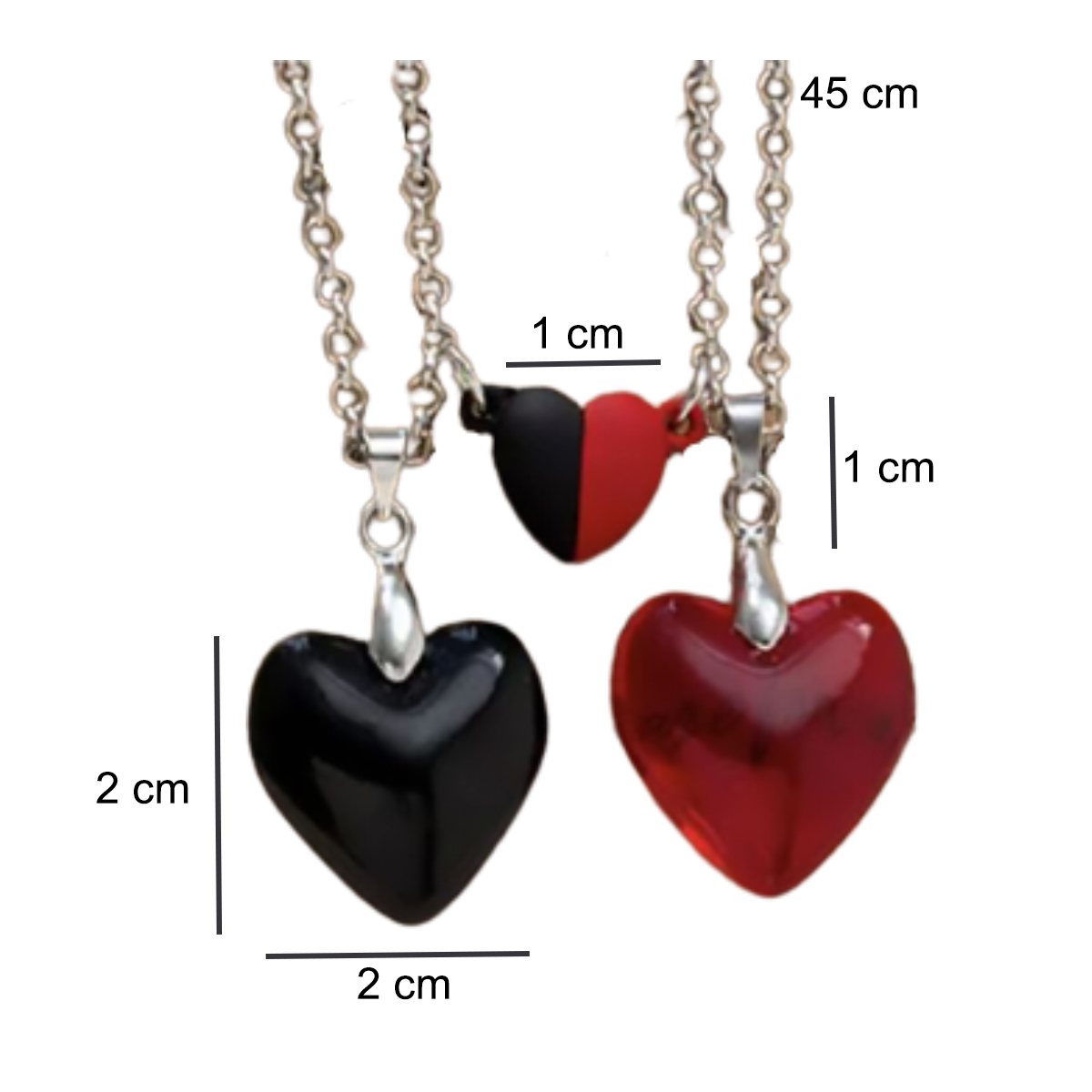 Collares para Parejas con Colgante de Corazon, Collar con iman Collar Magnetico Amor y Amistad - Blanco/Negro