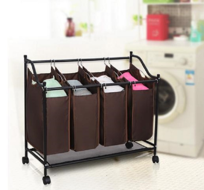 Cesto Para Clasificar Ropa Sucia Estructura de Metal Con Ruedas