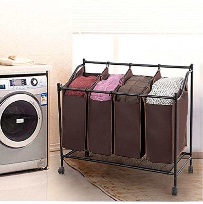 Cesto Para Clasificar Ropa Sucia Estructura de Metal Con Ruedas