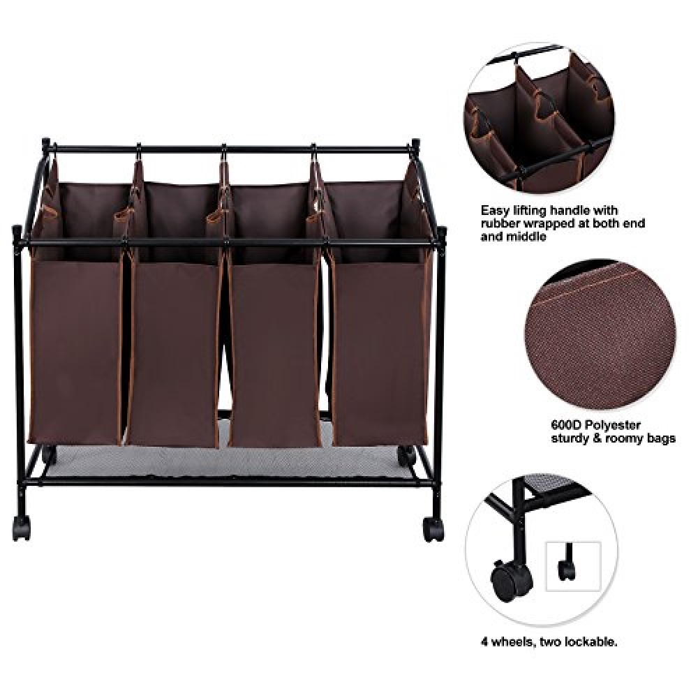 Cesto Para Clasificar Ropa Sucia Estructura de Metal Con Ruedas