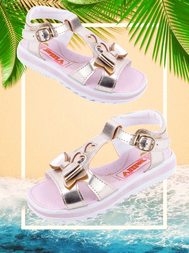 Sandalia Huarache Arco Soporte Niña Flores Playa 54-2-O Oro (12.0 - 21.5)