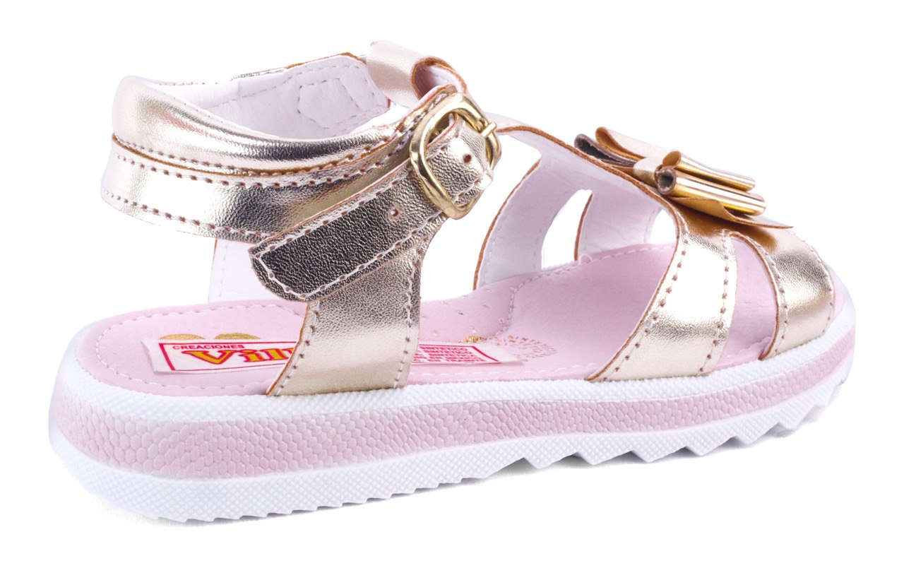 Sandalia Huarache Arco Soporte Niña Flores Playa 54-2-O Oro (12.0 - 21.5)