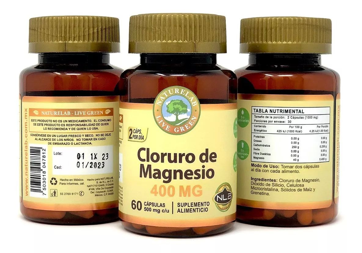 Cloruro De Magnesio - 60 Cápsulas De 400mg - Naturelab