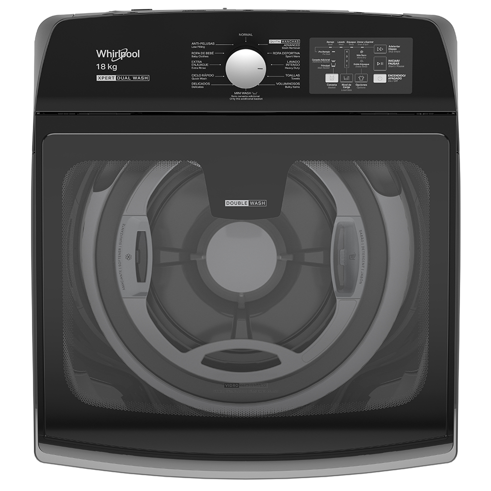Lavadora Whirlpool Carga Superior 18 kg Xpert Dual Wash Gris WWH18ATALN