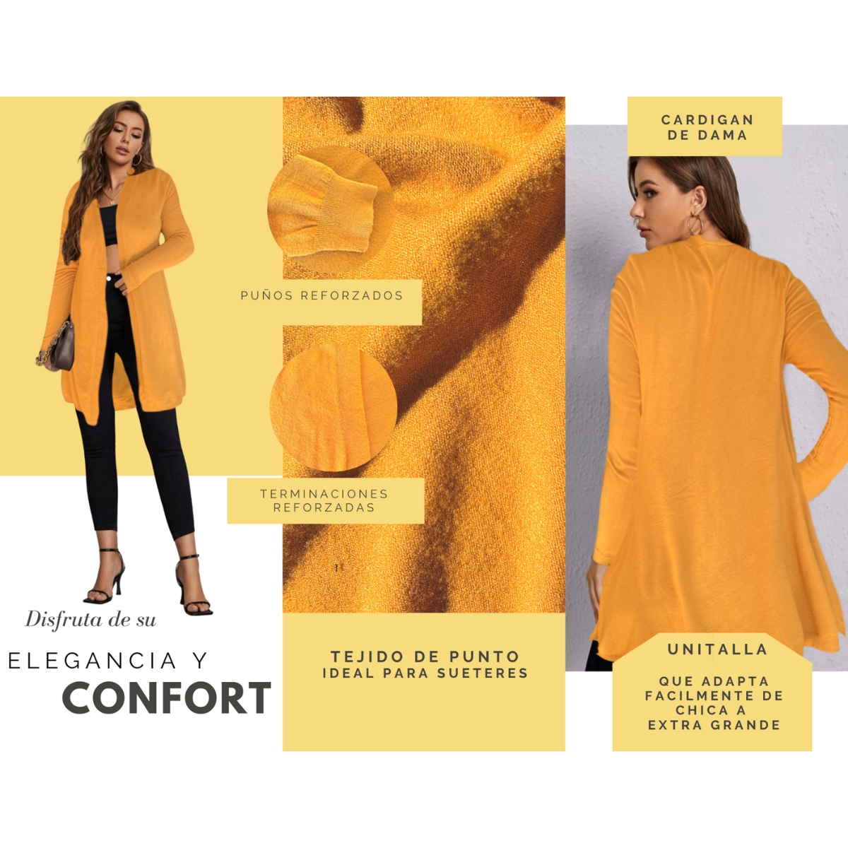 Suéter Mujer Moda Sweater Dama Abierto Tejido Punto Diseño 