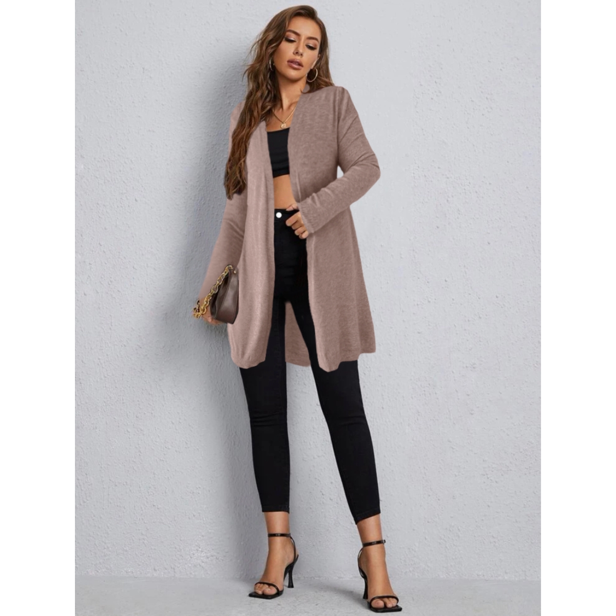 Suéter Mujer Moda Sweater Dama Abierto Tejido Punto Diseño 