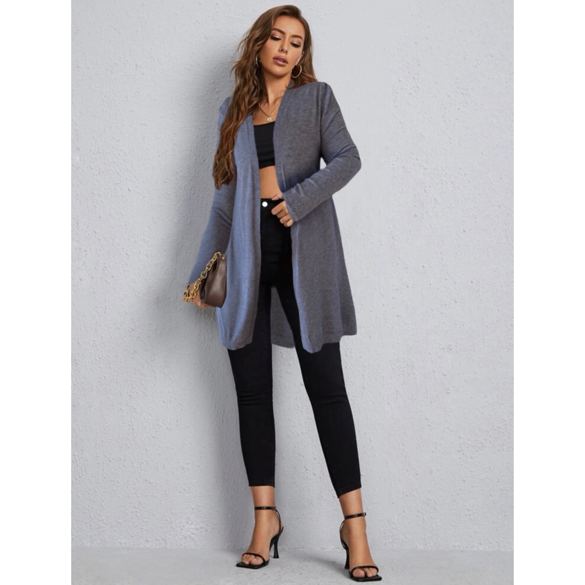 Suéter Mujer Moda Sweater Dama Abierto Tejido Punto Diseño 