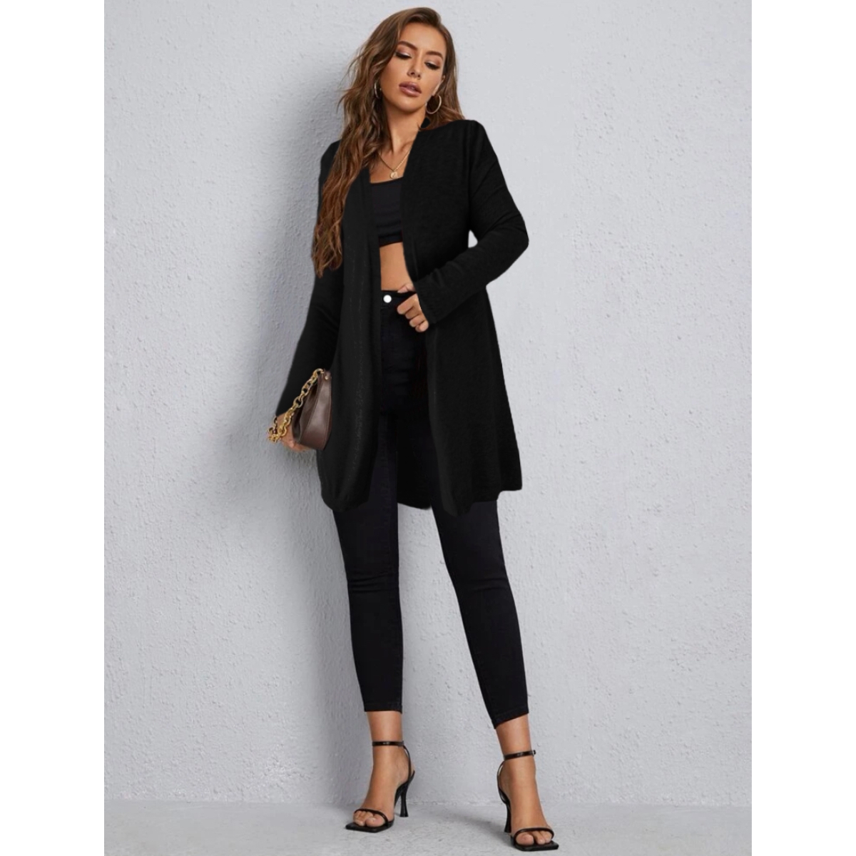 Suéter Mujer Moda Sweater Dama Abierto Tejido Punto Diseño 