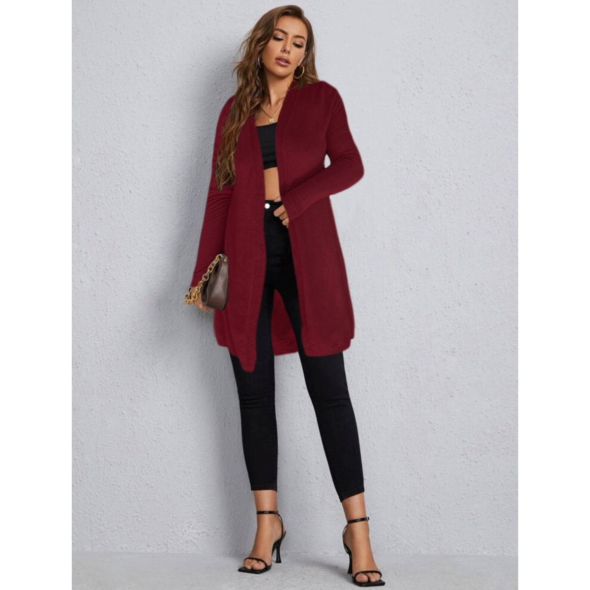 Suéter Mujer Moda Sweater Dama Abierto Tejido Punto Diseño 