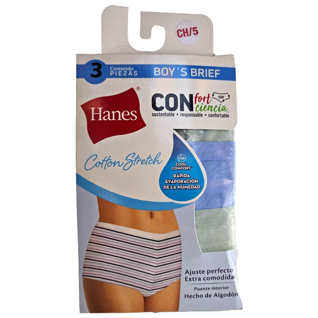 Hanes Boys Brief Algodon Stretch Paquete de 3 Piezas