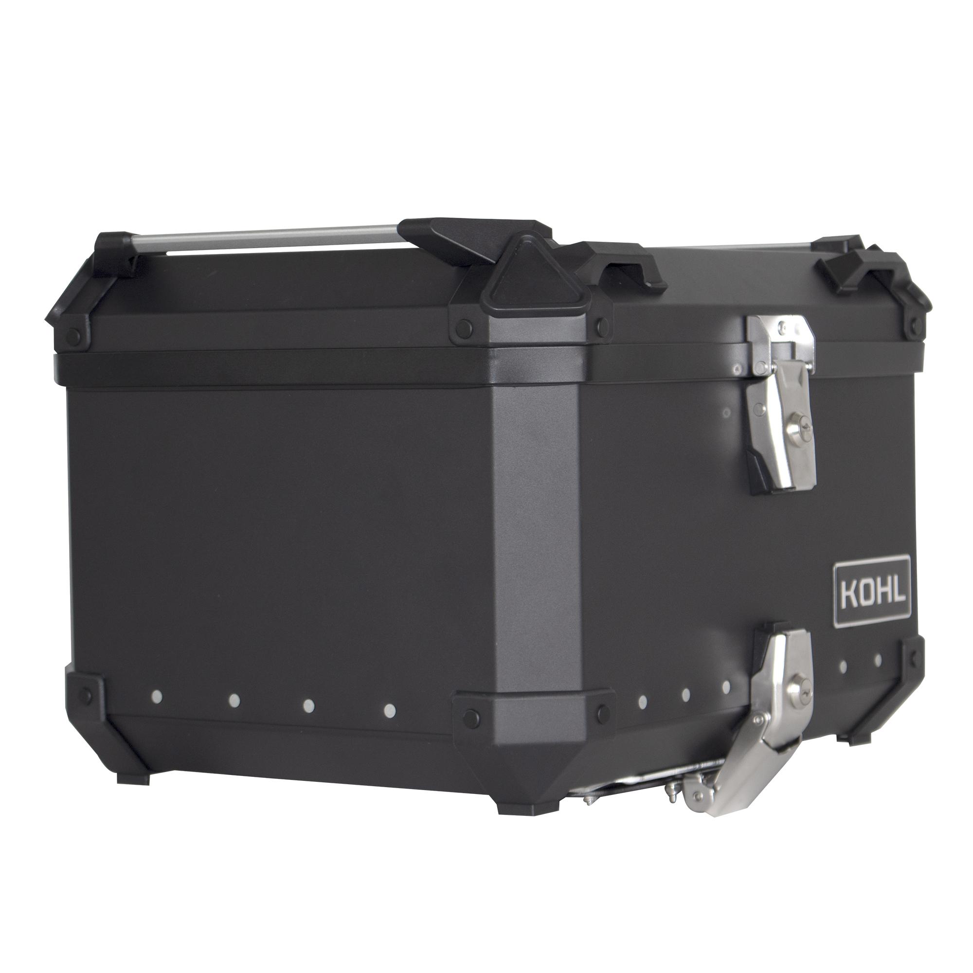 TOP CASE KOHL NEGRO 50 LTS DE  ALUMINIO UNIVERSAL CON PLATO DE MONTAJE UNIVERSAL