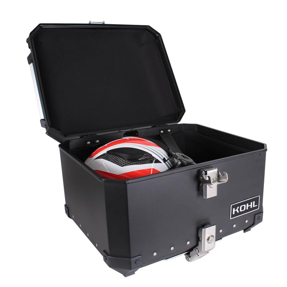 TOP CASE KOHL NEGRO 50 LTS DE  ALUMINIO UNIVERSAL CON PLATO DE MONTAJE UNIVERSAL