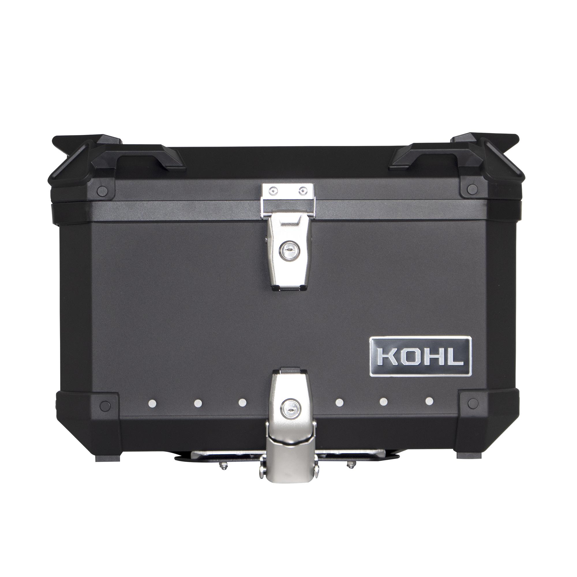 TOP CASE KOHL NEGRO 50 LTS DE  ALUMINIO UNIVERSAL CON PLATO DE MONTAJE UNIVERSAL