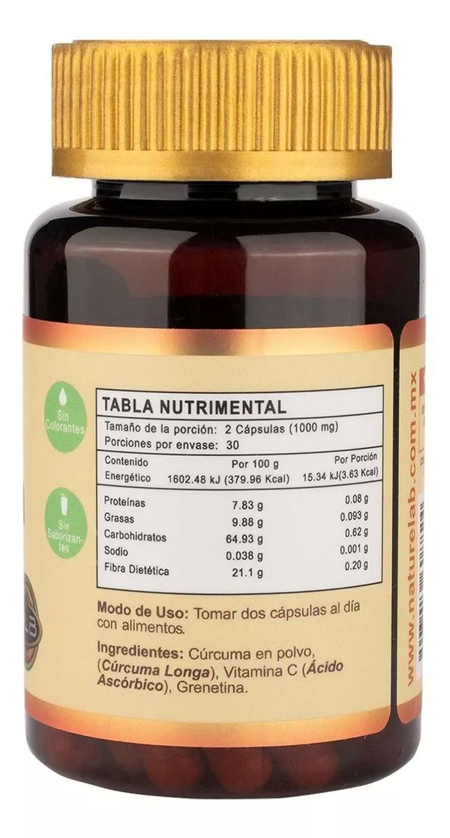 Cúrcuma + Vitamina C- Antioxidante - 60 Cápsulas - Naturelab