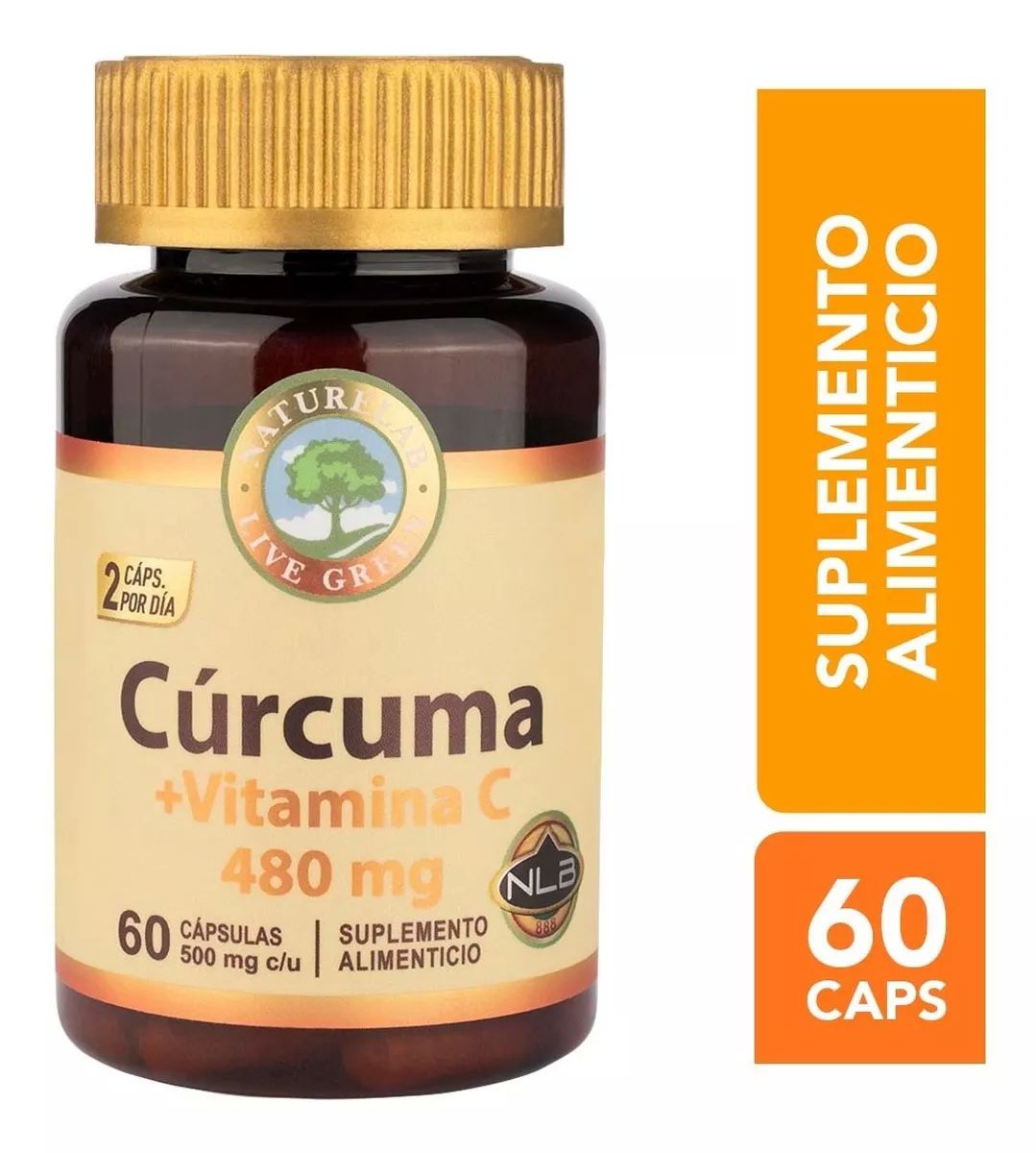 Cúrcuma + Vitamina C- Antioxidante - 60 Cápsulas - Naturelab
