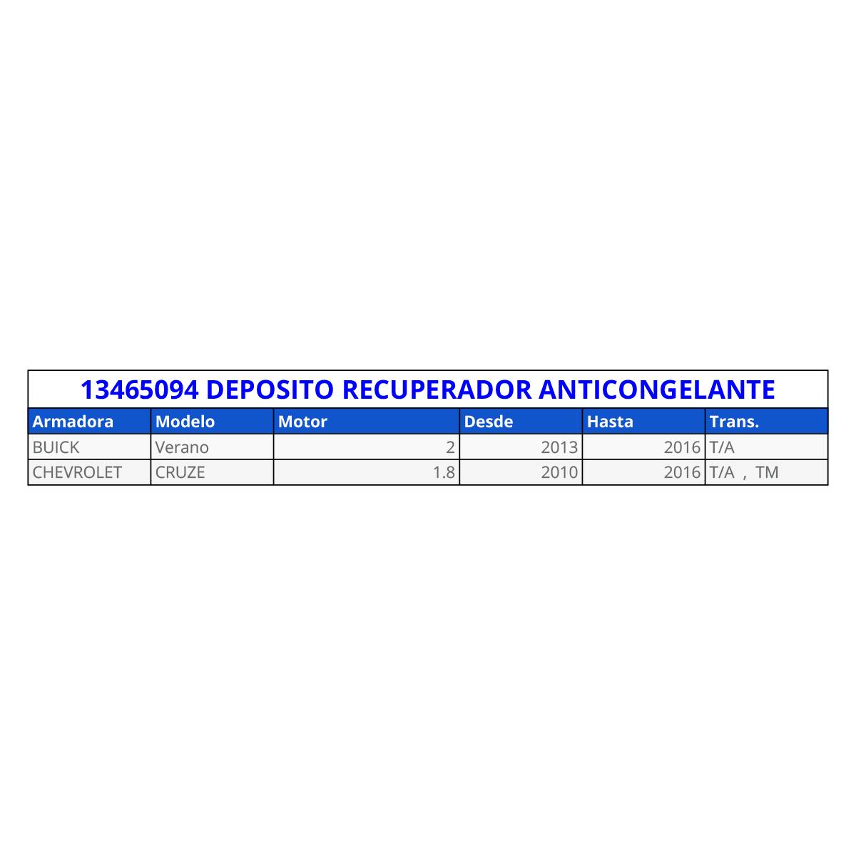 Deposito recuperador anticongelante Buick Verano acdelco original 2013-2016 y Chevrolet Cruze 2010-2016